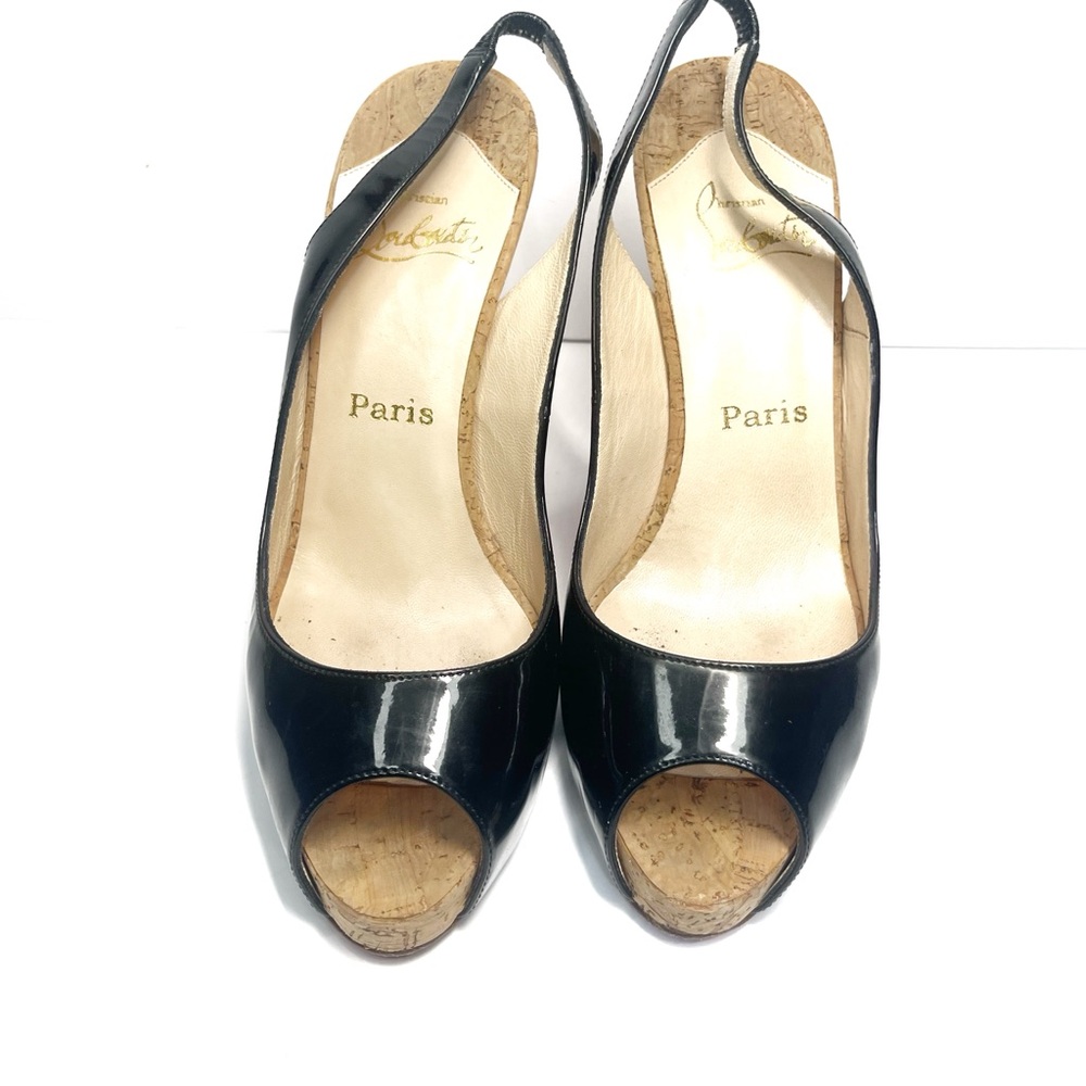 Christian Louboutin Black Patent Slingback Heels